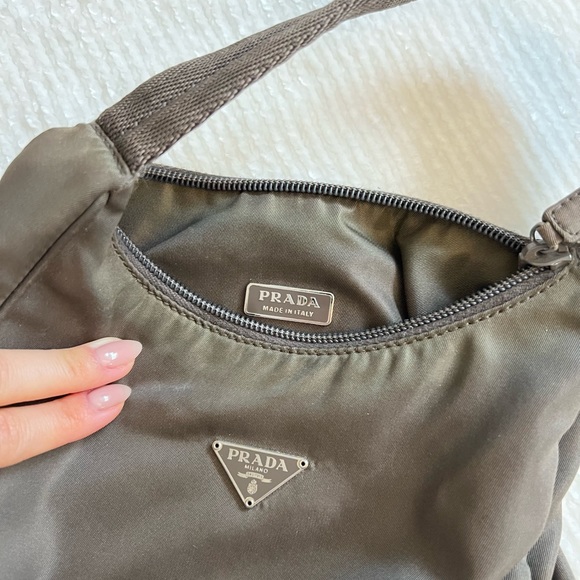Prada Bags Vintage Prada Tessuto Nylon Shoulder Bag In Dark Olive